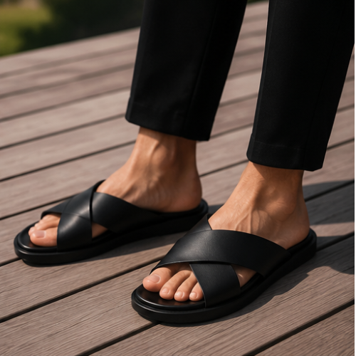 Sandales Croisées Noir Prestige
