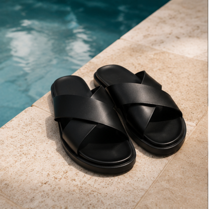 Sandales Croisées Noir Prestige