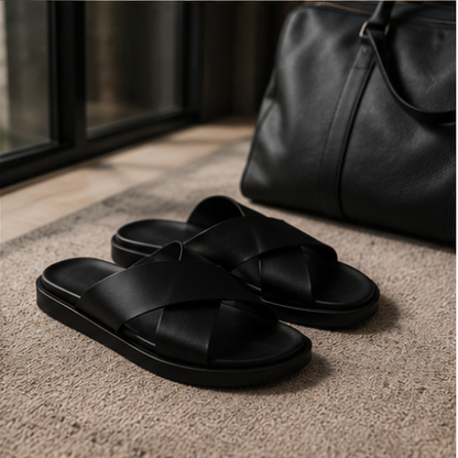 Sandales Croisées Noir Prestige
